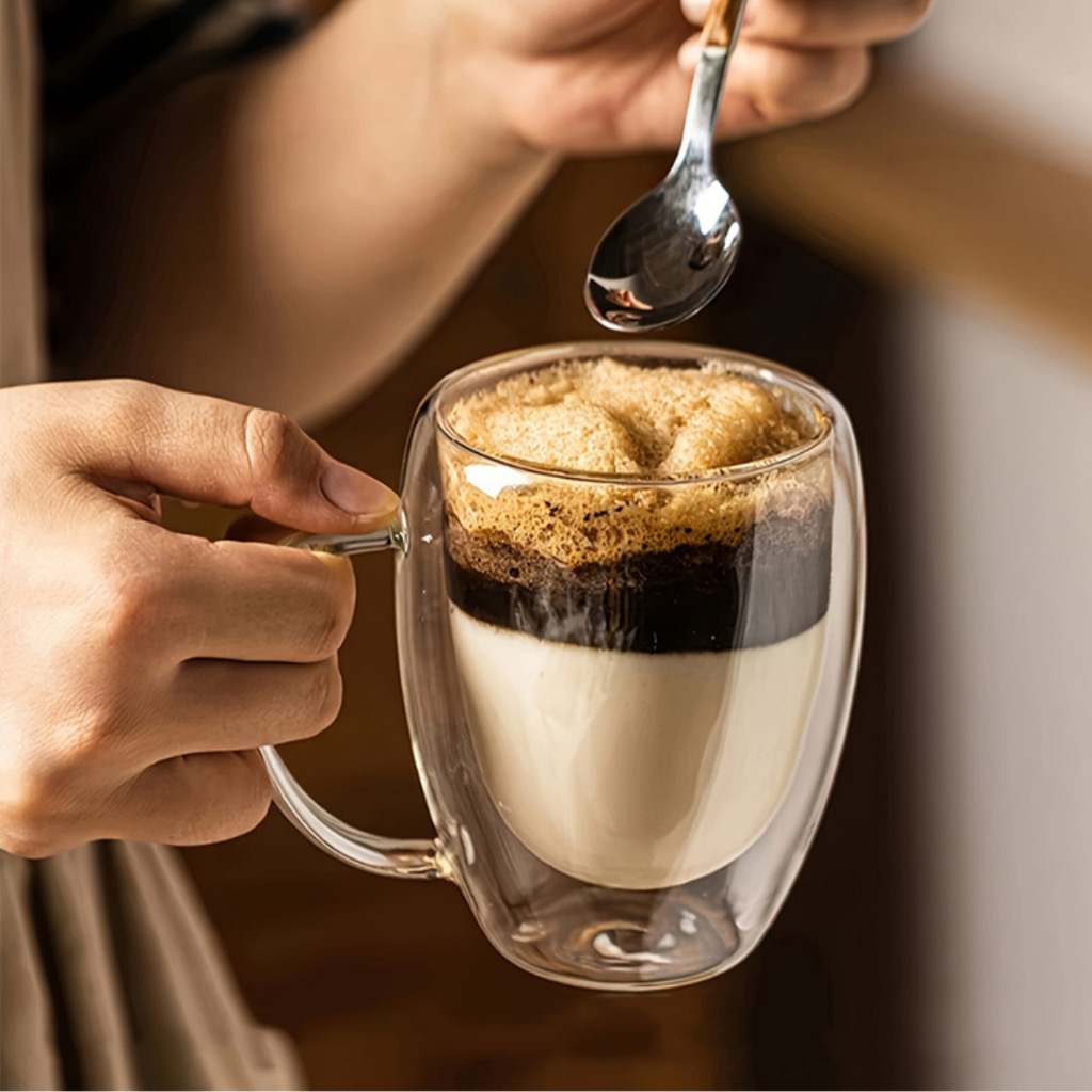 Kit 2 xícaras café vidro duplo 350 ml
