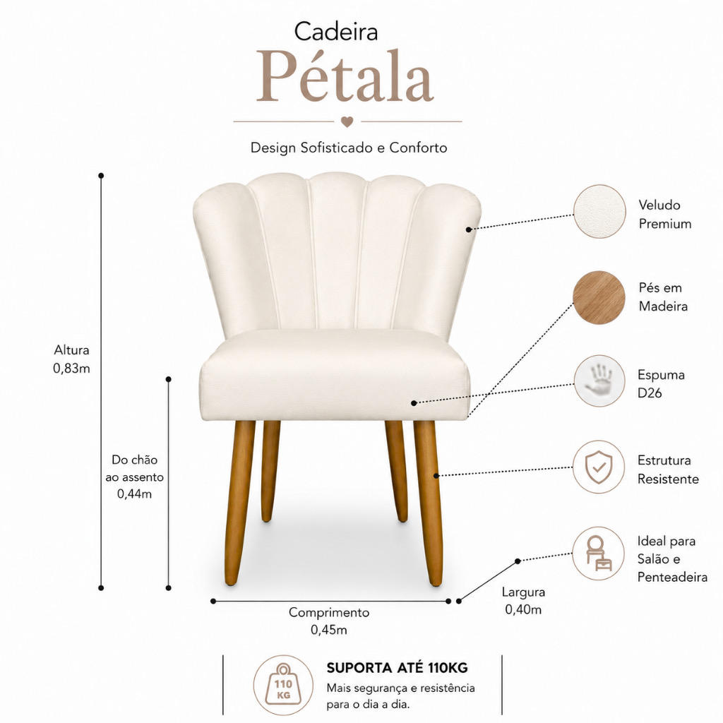 Cadeira para penteadeira pétala