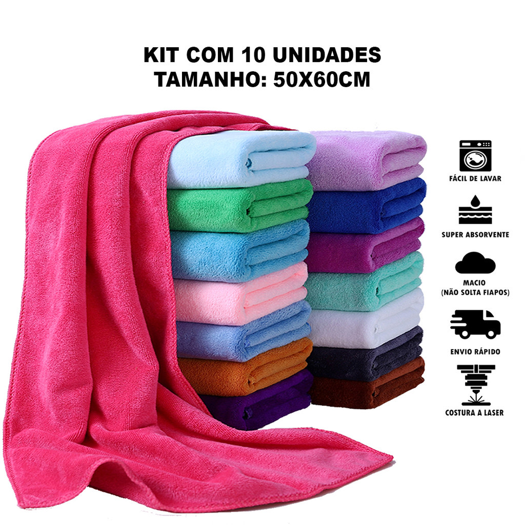 Kit 10 panos de chão grande microfibra 50X60cm