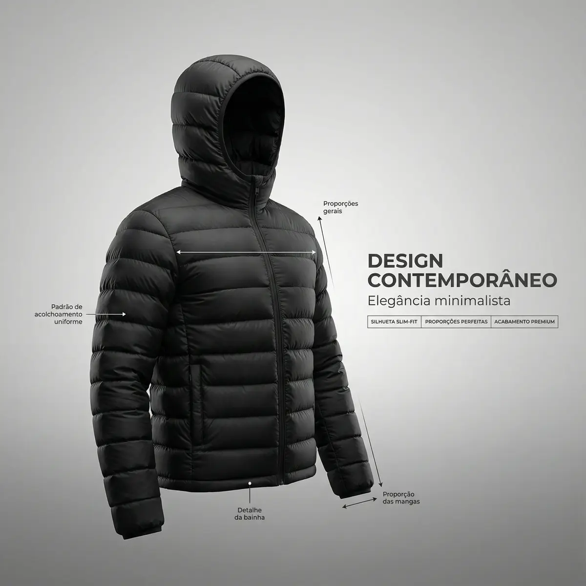 Jaqueta Masculina Puffer Corta-Vento Bobojaco
